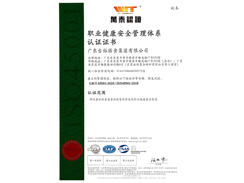 職業(yè)健康安全管理體系認(rèn)證證書(shū)